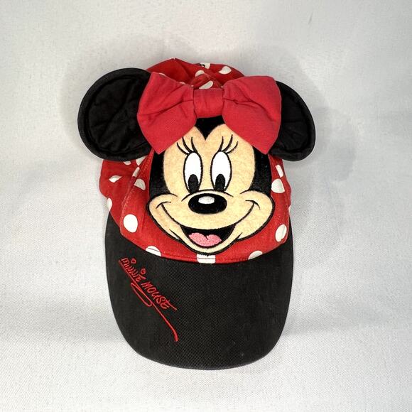 Vintage Walt Disney World Minnie Mouse Hat Toddler Ears Bow Elastic Back - Picture 1 of 12
